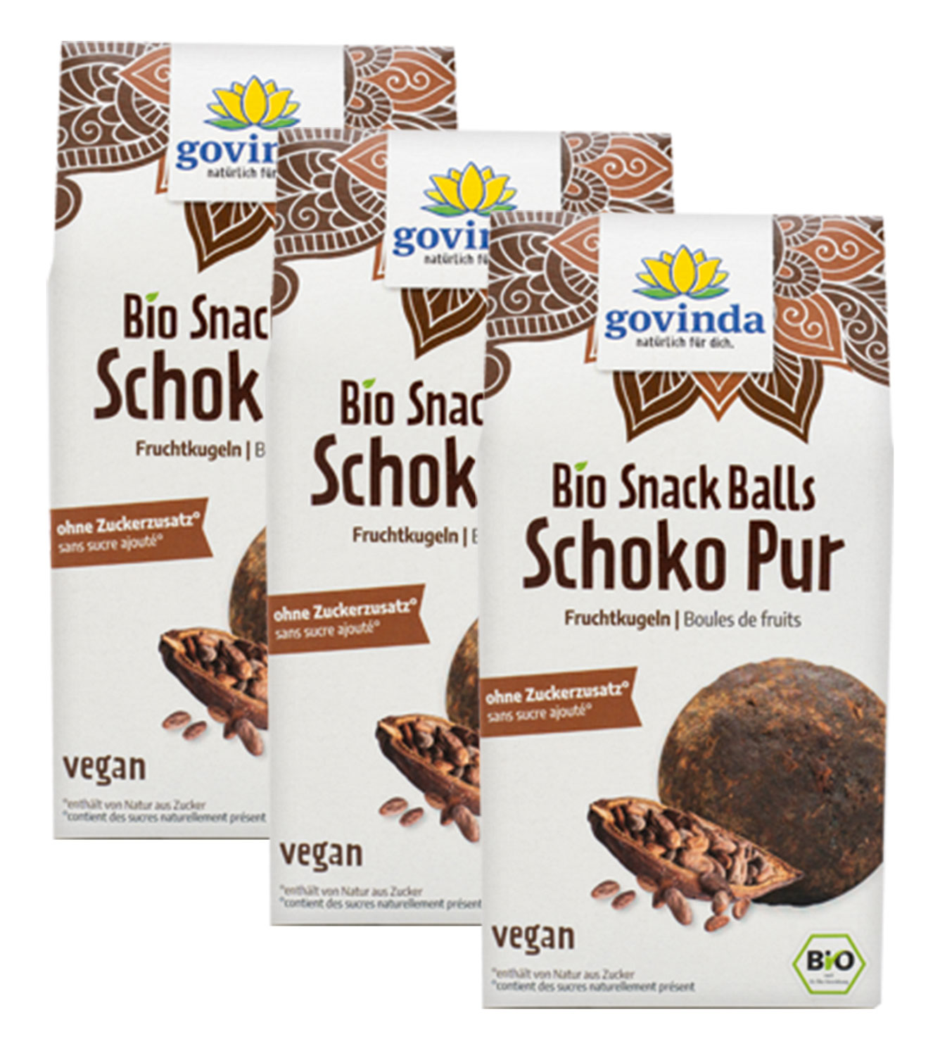 3er-Pack Bio-Snack-Balls Schoko Pur