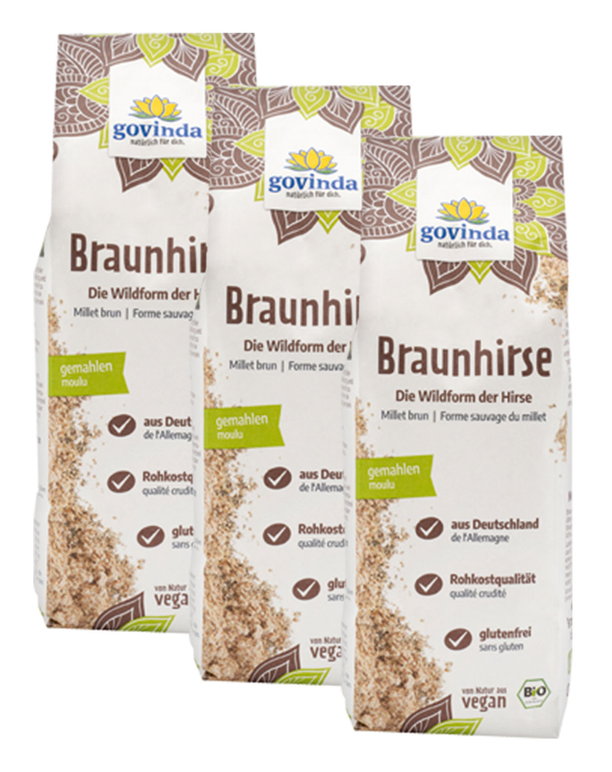 3er-Pack Bio-Braunhirsemehl