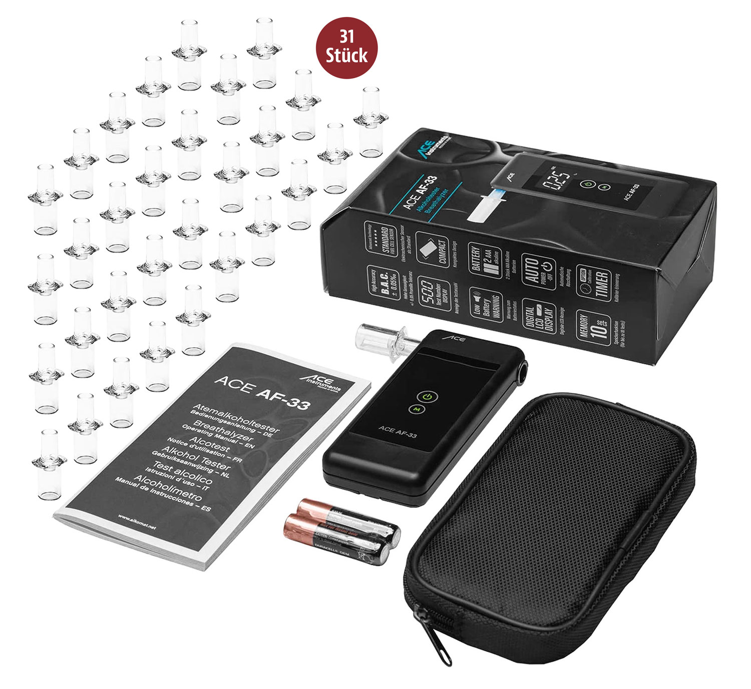 Alkoholtest-Set ACE AF-33 inkl. 25er-Pack Mundstcke01