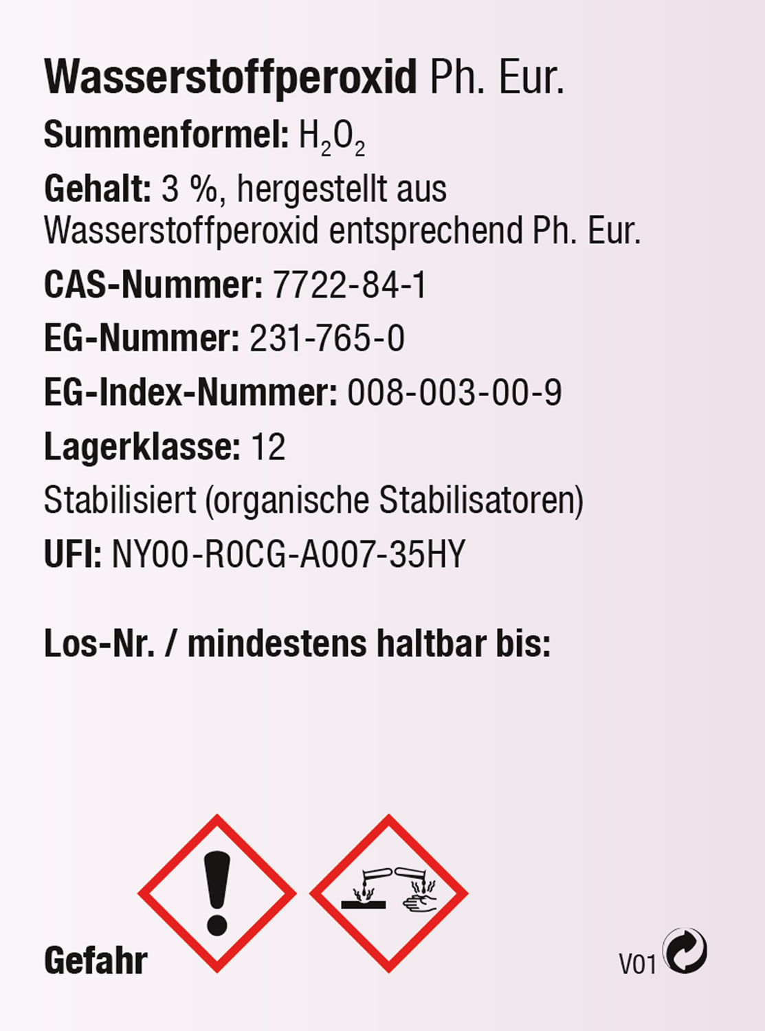 Wasserstoffperoxid 3 % (Ph. Eur.) / H2O2 laborgeprft / Phosphatfrei stabilisiert03