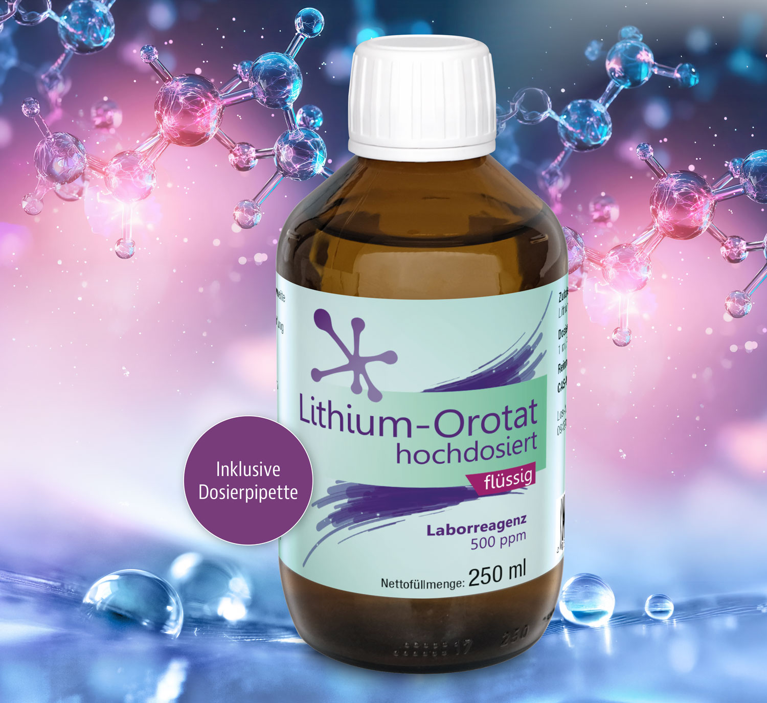 Lithium-Orotat - Konzentration 500 ppm / 5 mg Lithium je 10 ml / hochdosiert