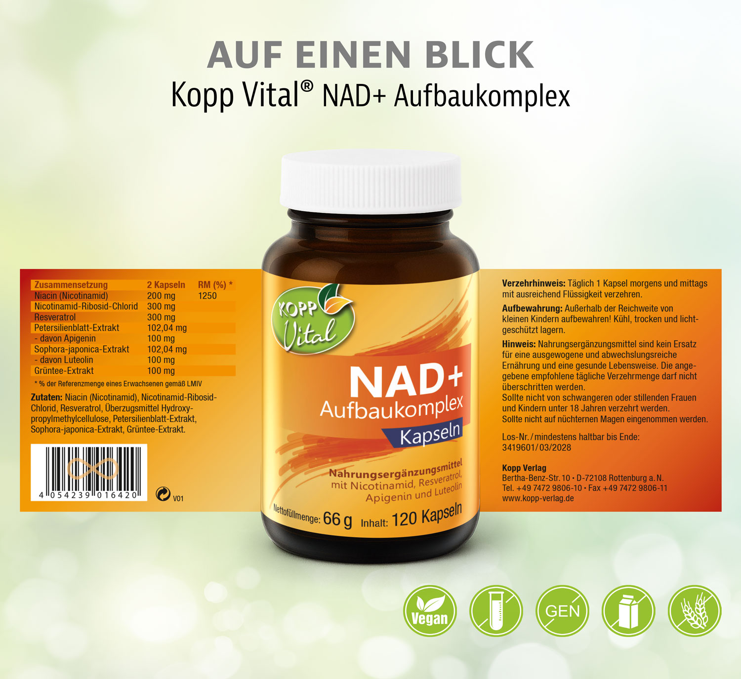 Kopp Vital� NAD+ Aufbaukomplex / 200 mg / 120 Kapseln02