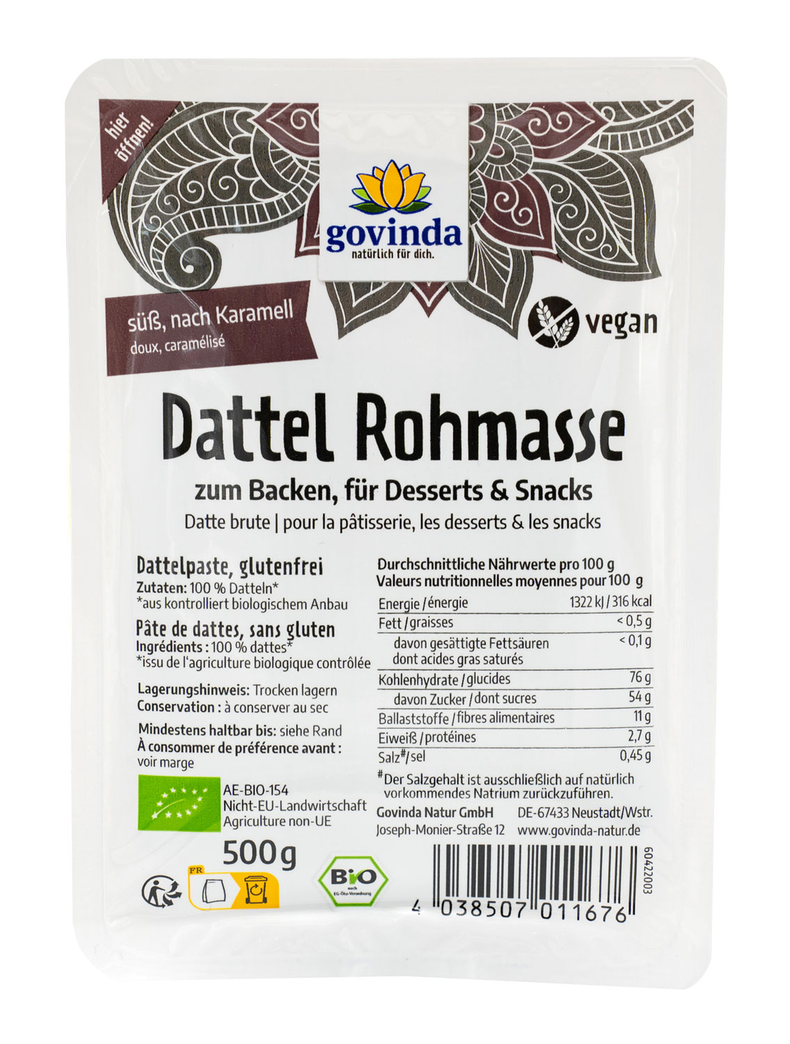 Dattel Rohmasse Bio