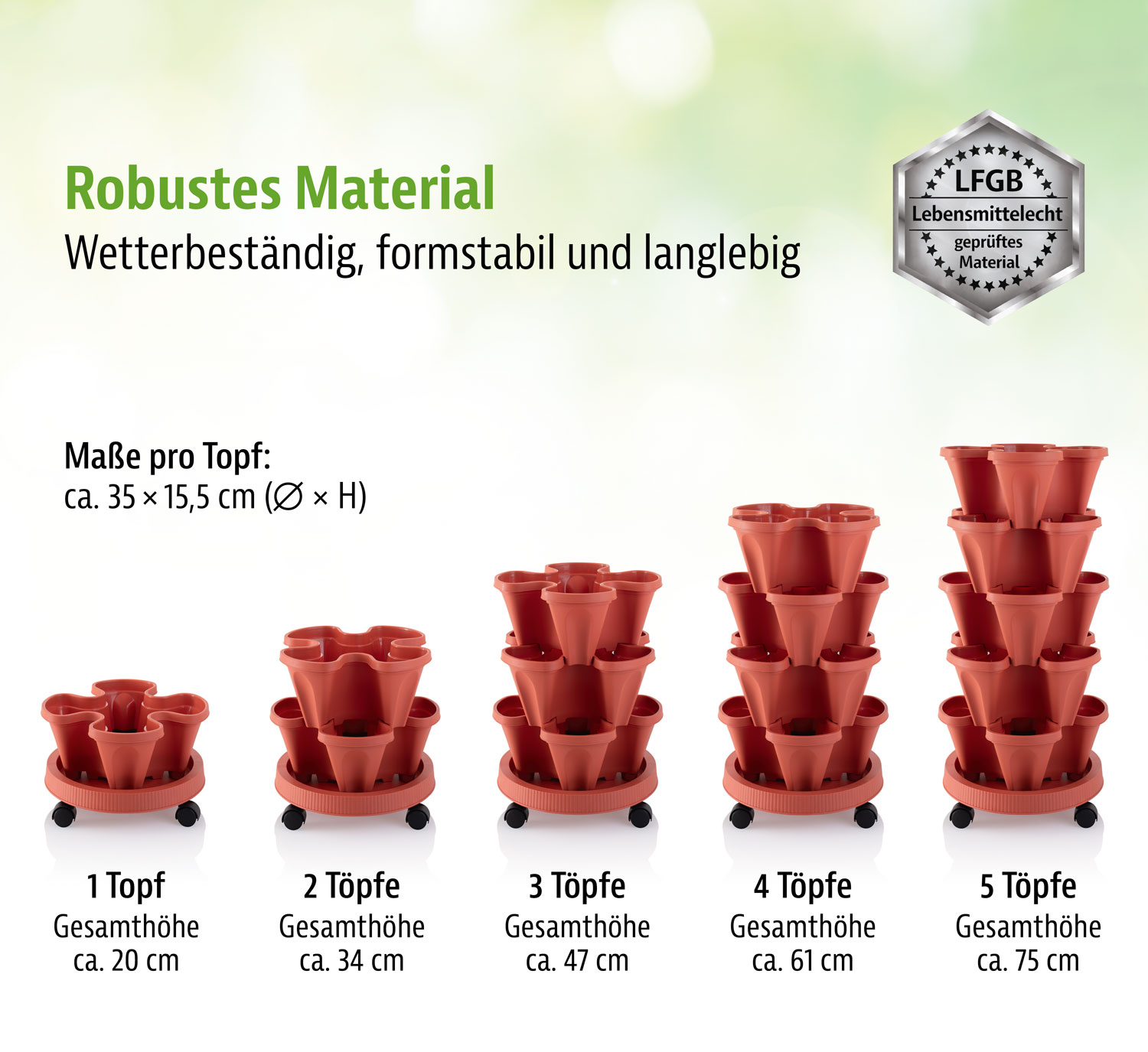 Stapelbares Pflanzsystem mit Tray und Rollen02