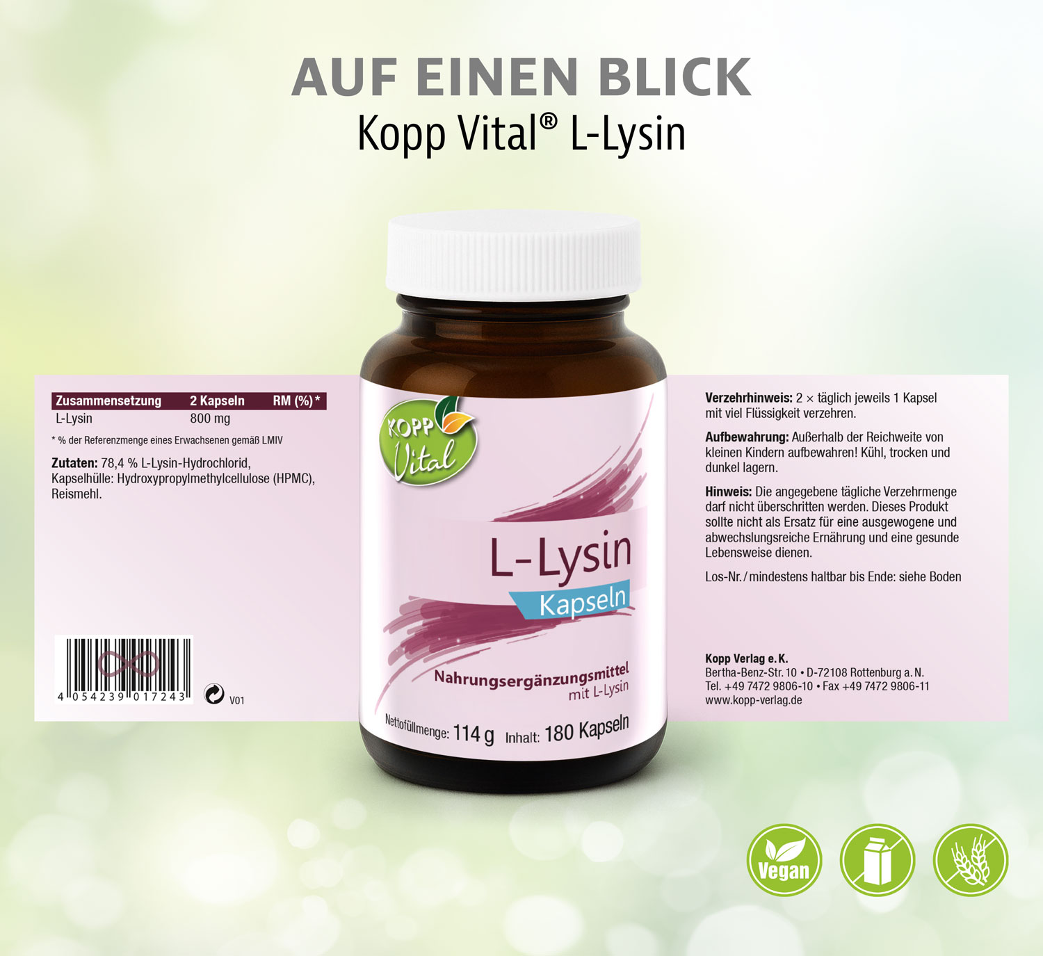 Kopp Vital� L-Lysin / 400 mg / 180 Kapseln02
