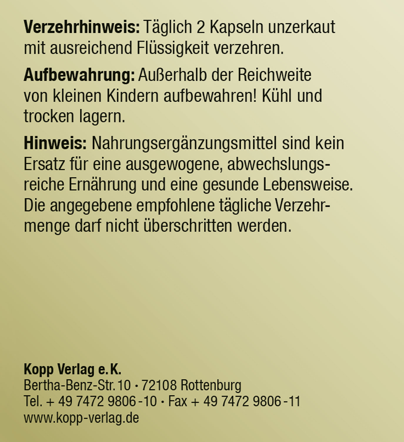 Kopp Vital �  Olivenblatt-Extrakt / 400 mg / 120&nbsp;Kapseln03