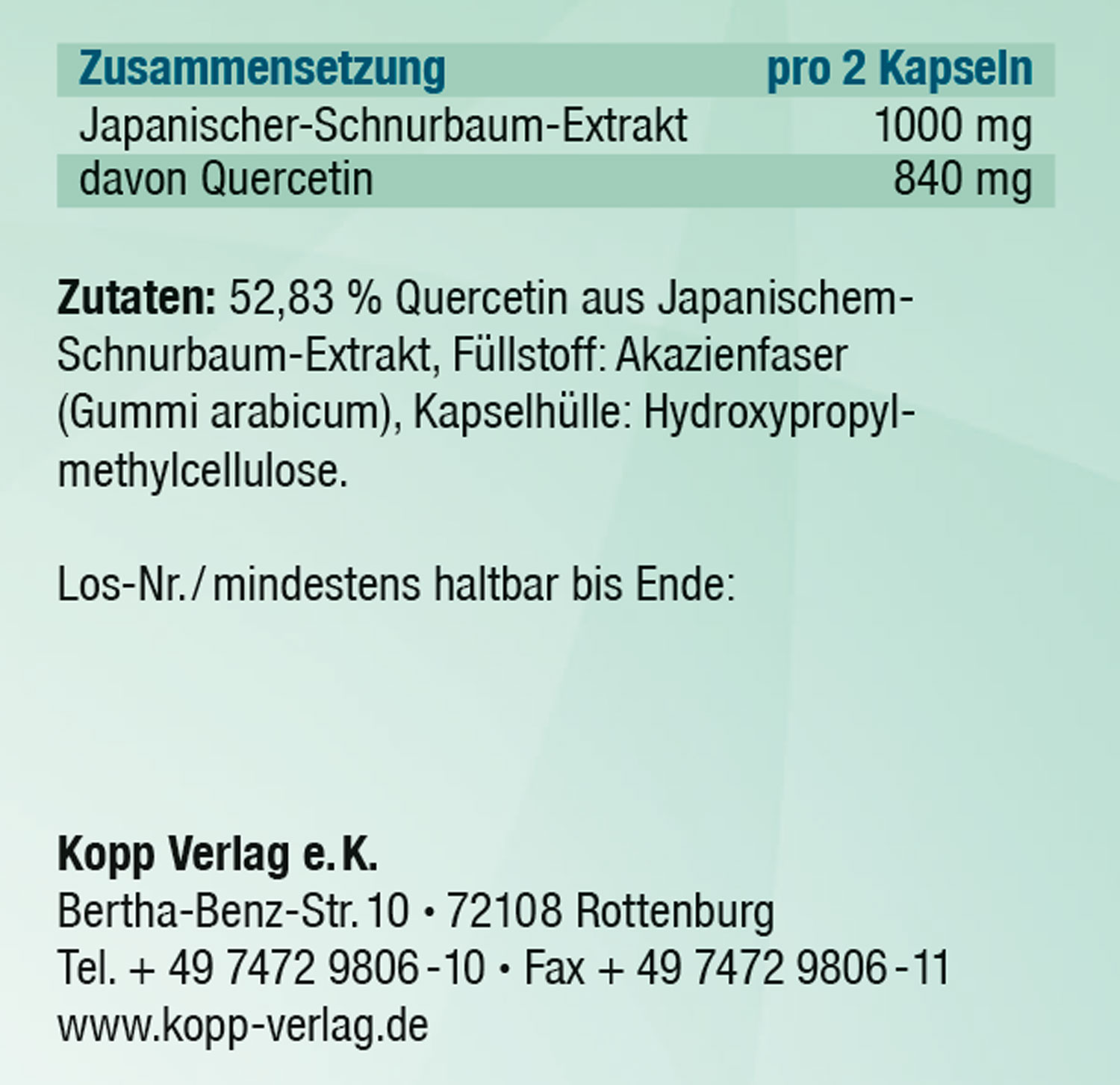 Kopp Vital   Quercetin / 420 mg / 30 Kapseln03