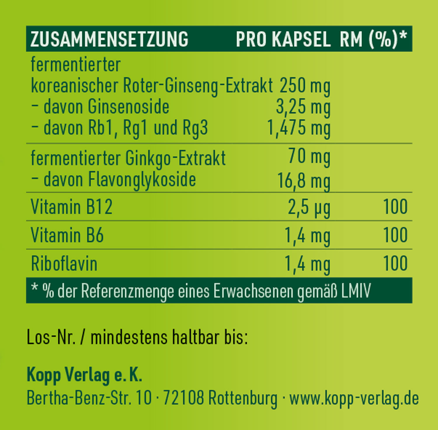 Kopp Vital   Ginseng + Ginkgo fermentiert plus B-Vitamine / 30 Kapseln / einzigartiges Fermentationsverfahren03