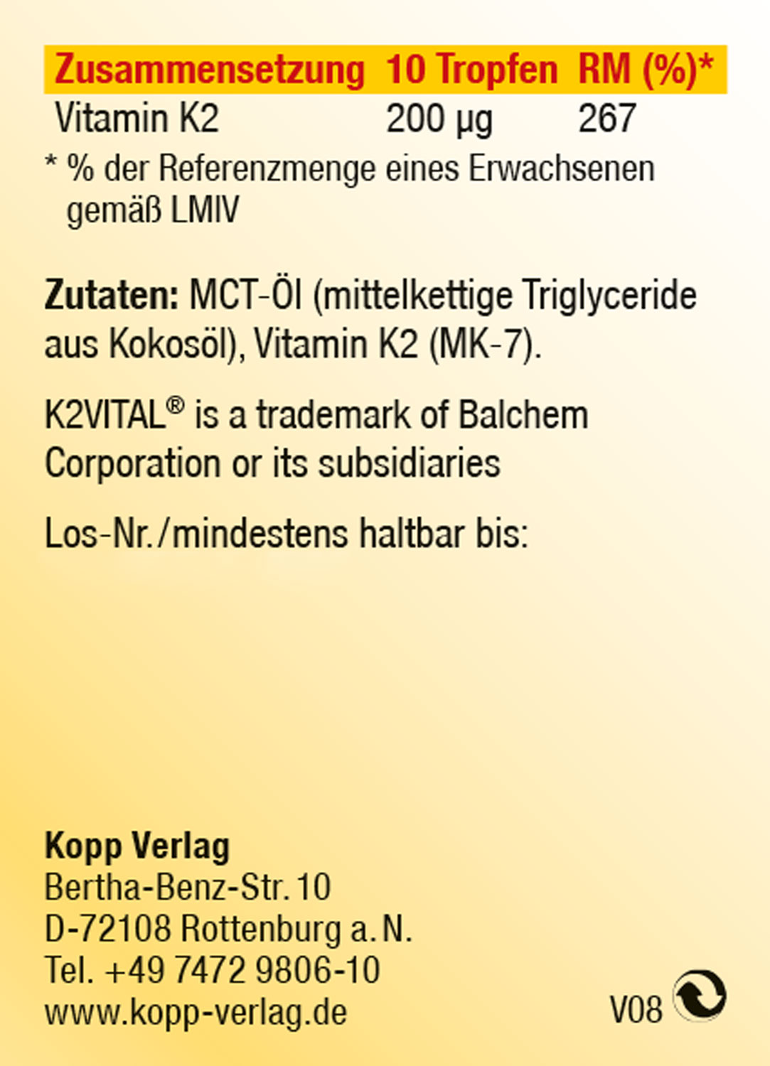 Kopp Vital� Vitamin K2 / K2VITAL /&nbsp;20 �g / 50&nbsp;ml03