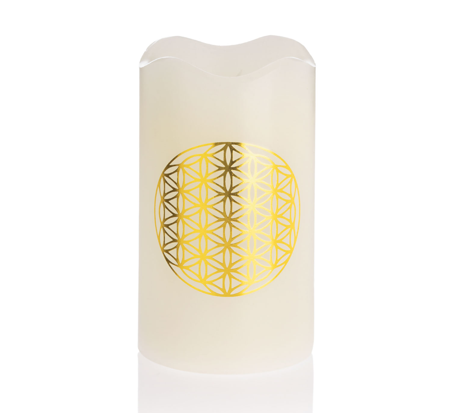 Geschenkset LED-Echtwachskerze �Blume des Lebens�01