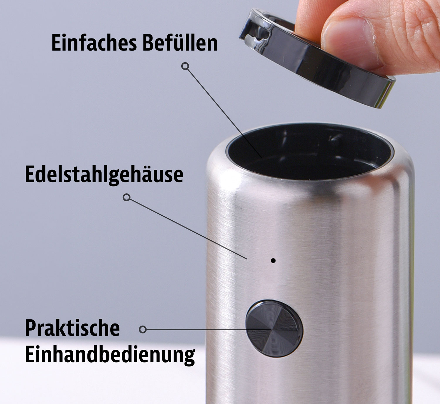 2er-Set Elektrische Edelstahl-Gew�rzm�hlen mit LED02