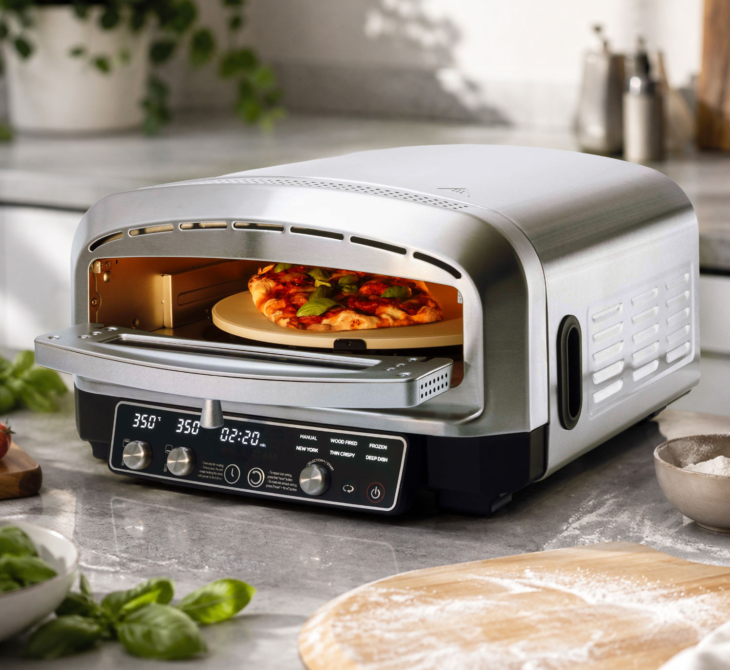 Kopp Edelstahl-Pizzaofen mit rotierendem Pizzastein