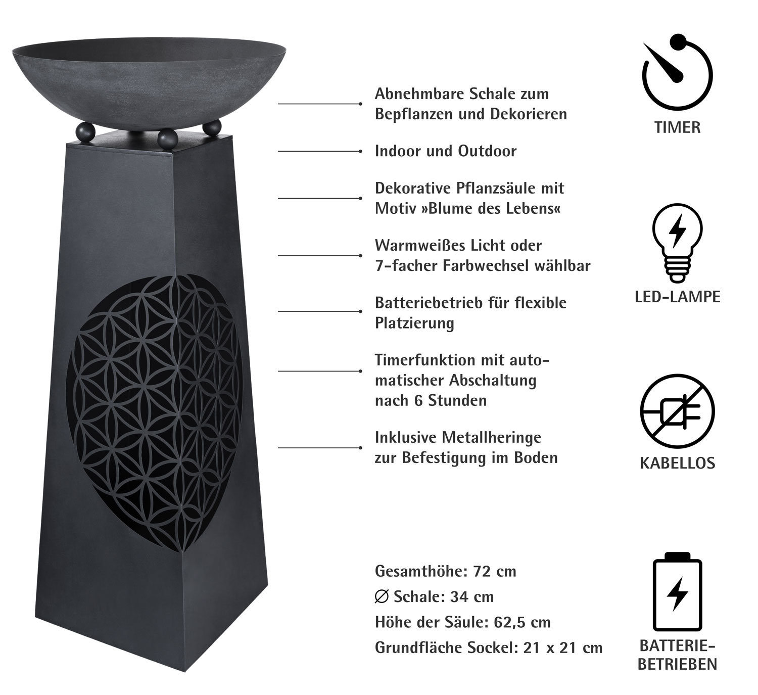 LED-Pflanzs�ule �Blume des Lebens�01
