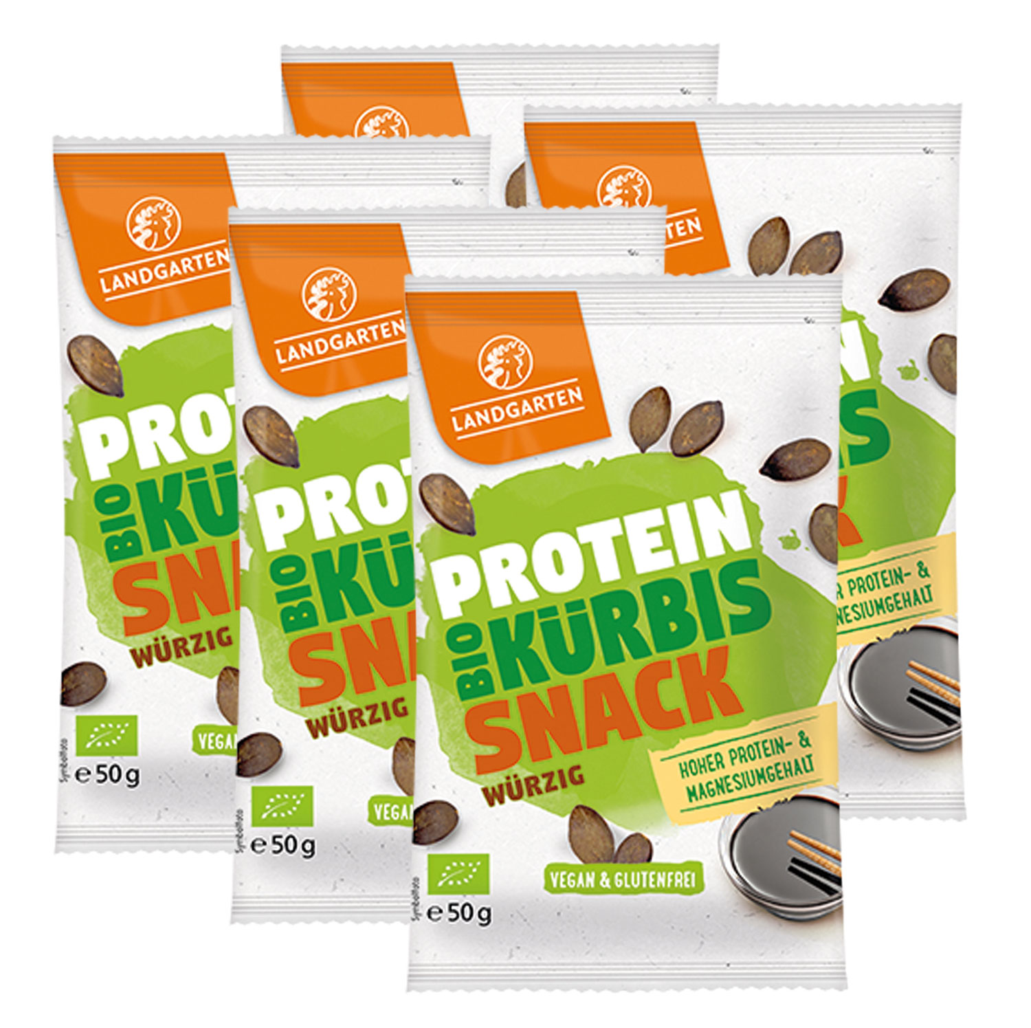 5er-Pack Landgarten Bio Protein K�rbis Snack - w�rzig