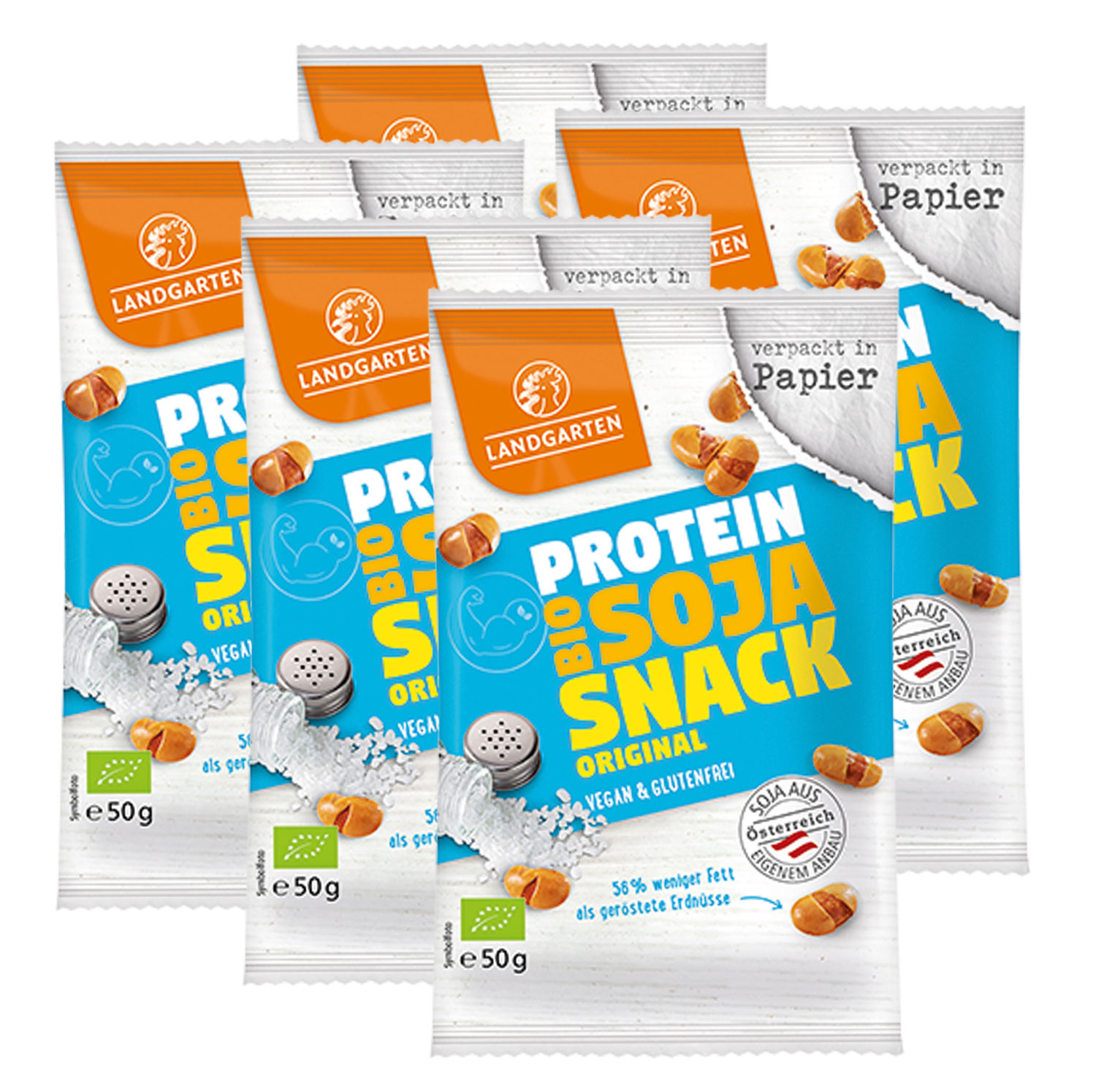 5er-Pack Landgarten Bio Protein Soja Snack - Original