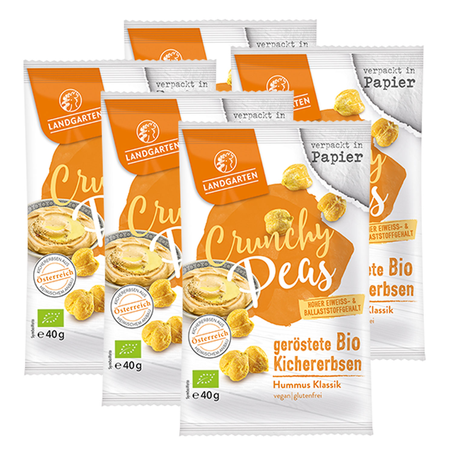 5er-Pack Landgarten ger�stete Bio Kichererbsen - Hummus Klassik