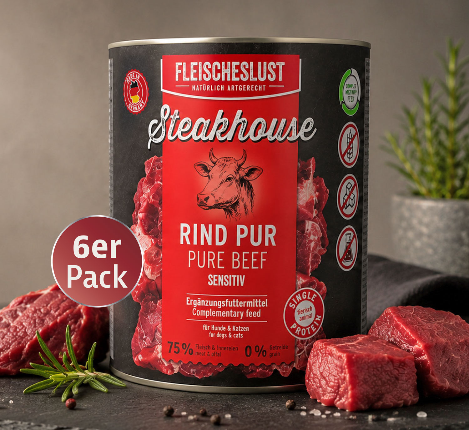 6er-Pack Fleischeslust Steakhouse Dose �Rind pur�