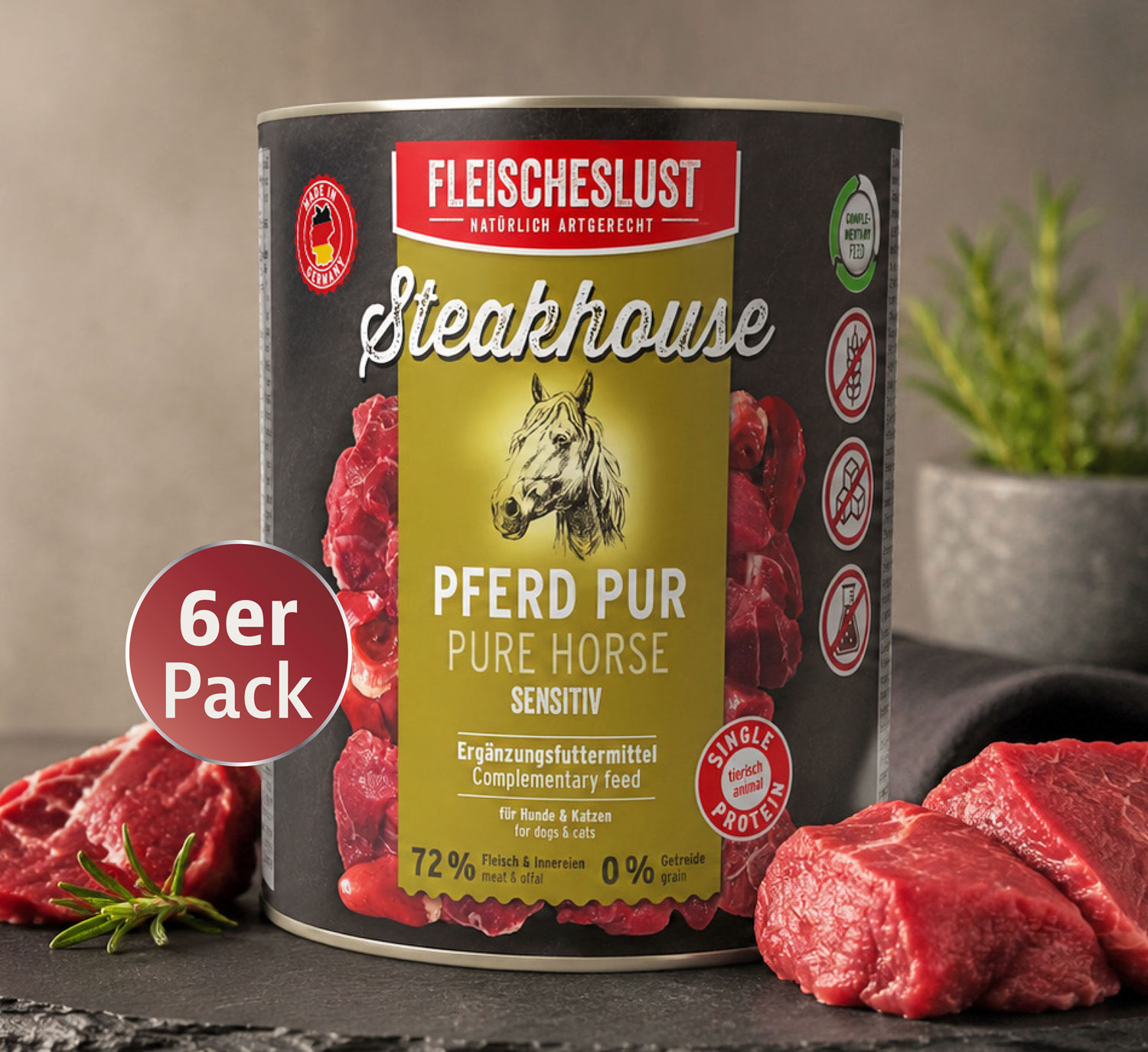 6er-Pack Fleischeslust Steakhouse Dose �Rind pur�
