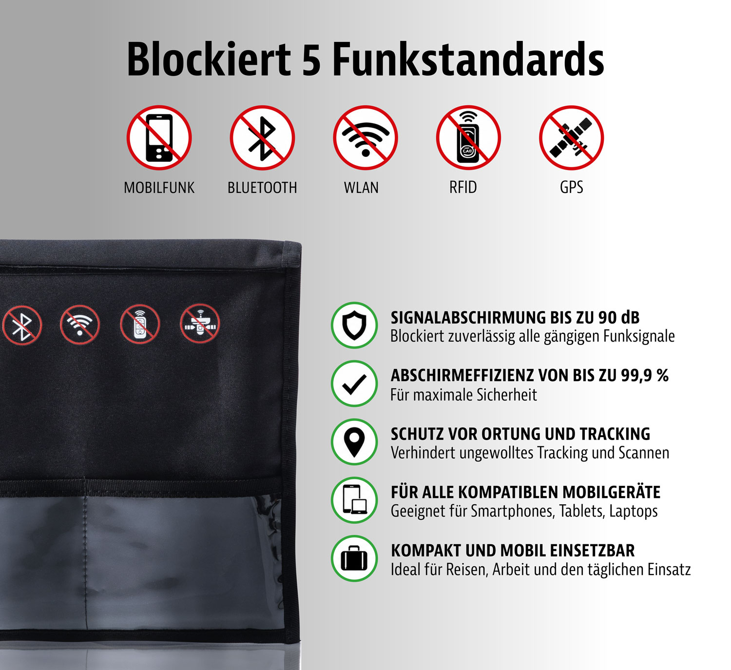 Faraday-Schutztasche f�r Mobilger�te mit Signalabschirmung01