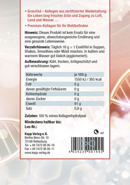 Kopp Vital ®  Kollagen Pulver / zertifizierte Weidehaltung / Kollagenhydrosat / Kollagenpeptid / 91% Eiweißgehalt_small02