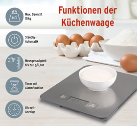 Digitale Edelstahl-Küchenwaage mit Timer bis 15 kg_small01