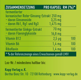 Kopp Vital ®  Ginseng + Ginkgo fermentiert Kapseln plus B-Vitamine / einzigartiges Fermentationsverfahren_small03