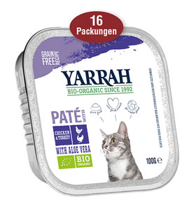 16er-Pack Yarrah Bio-Pastete mit Huhn & Truthahn für Katzen_small