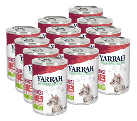 12er-Pack Yarrah Bio-Bröckchen mit Huhn & Rind für Katzen_small01