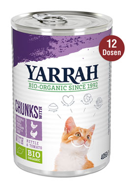 12er-Pack Yarrah Bio-Bröckchen mit Huhn & Truthahn für Katzen_small