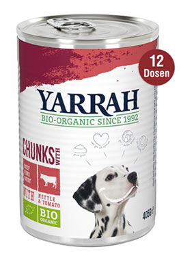 12er-Pack Yarrah Bio-Bröckchen mit Rind für Hunde_small