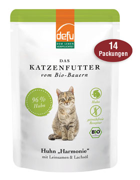 14er-Pack Defu Bio-Huhn Harmonie für Katzen, 14 x 85 g_small