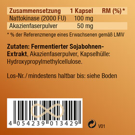 Kopp Vital  Nattokinase Kapseln hochdosiert mit 2000 FU / aus fermentierten Sojabohnen / GMO-frei / vegan _small02