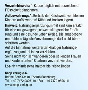 Kopp Vital   Zink Dual Plus / 25 mg / 120 Kapseln_small03