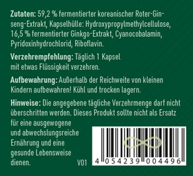 Kopp Vital   Ginseng + Ginkgo fermentiert plus B-Vitamine / 30 Kapseln / einzigartiges Fermentationsverfahren_small02