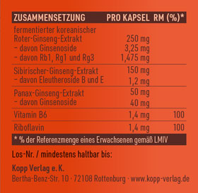 Kopp Vital   Ginsengkomplex fermentiert / 30 Kapseln / 4 Ginsengsorten als Extrakte nicht nur Pulver_small03