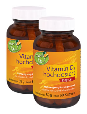 Kopp Vital   Vitamin D3 hochdosiert / 10.000 IE / 60 Kapseln / mit Magnesium, Bor (Borax), Betacarotin, Vitamin K_small