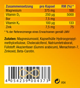 Kopp Vital   Vitamin D3 hochdosiert / 10.000 IE / 60 Kapseln / mit Magnesium, Bor (Borax), Betacarotin, Vitamin K_small02