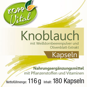 Kopp Vital   Knoblauch / 300 mg / 180 Kapseln_small01