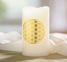 Geschenkset LED-Echtwachskerze �Blume des Lebens�_small
