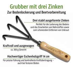 Krumpholz Grubber 3 Zinken mit Eschengriff_small01