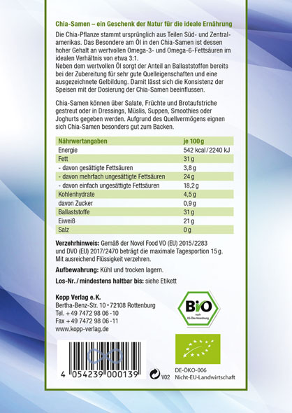 Kopp Vital ®  Bio Chia-Samen 1 kg - vegan02