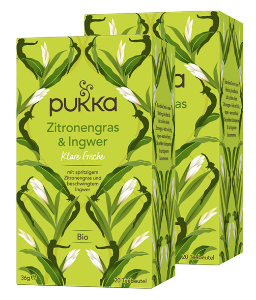 2er-Pack Pukka Bio-Zitronengras & Ingwer Tee, 2 x 20 x 1,8 g Beutel