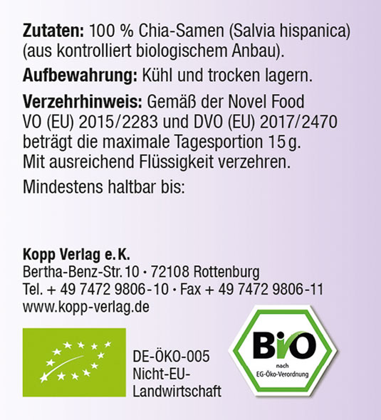 Kopp Vital ®  Bio Chia-Samen im Bügelglas - vegan03