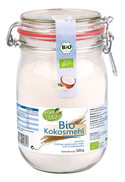 Kopp Vital Bio Kokosmehl im Bügelglas 500 g - vegan