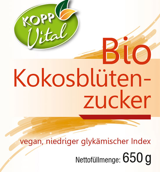 Kopp Vital ®  Bio Kokosblütenzucker im Bügelglas - vegan01