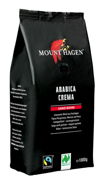 Mount Hagen Bio-Röstkaffee Arabica Crema ganze Bohne