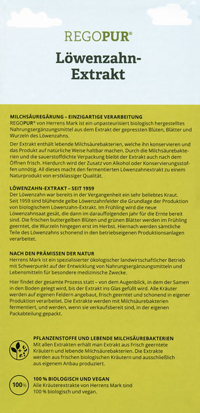Herrensmark ®  Löwenzahn-Extrakt mit Milchsäurebakterien Bio 1 Liter / vegan / fermentiert03