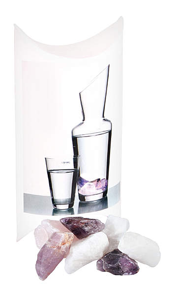Wasserenergie Set Bergkristall, Rosenquarz und Amethyst