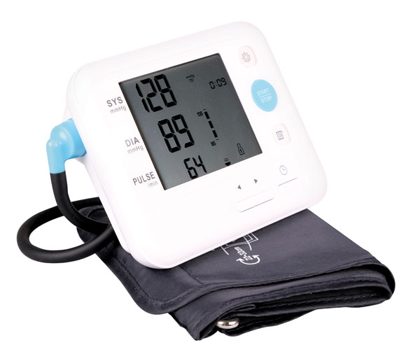 Blutdruck-Messgerät mit Oberarm-Manschette / inkl. Batterien / 99 Speicherplätze für 2 Personen / Blutdruck und Herzfrequenz