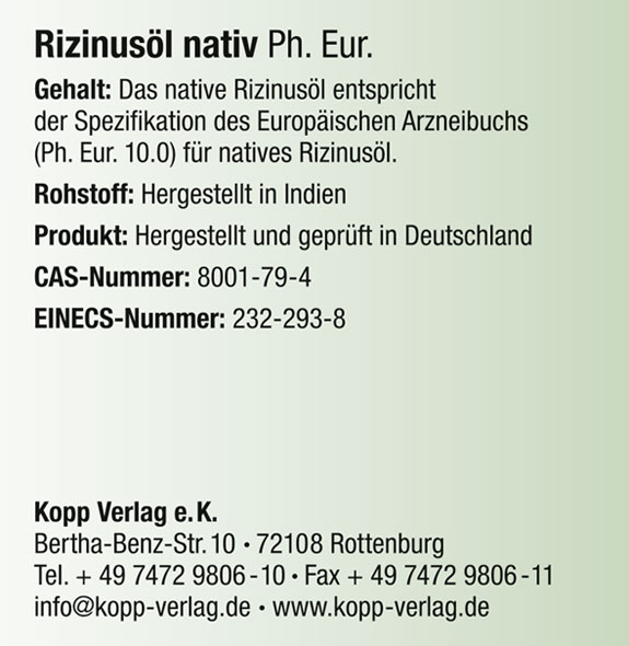 Kopp Vital ®  Rizinusöl nativ Ph. Eur. - 250 ml / Premium Qualität / kaltgepresst / frei von Alkaloiden04